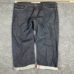 AKOO Jeans Womens Size 44 Dark Wash Cuffed Denim Relaxed Fit Streetwear Casual